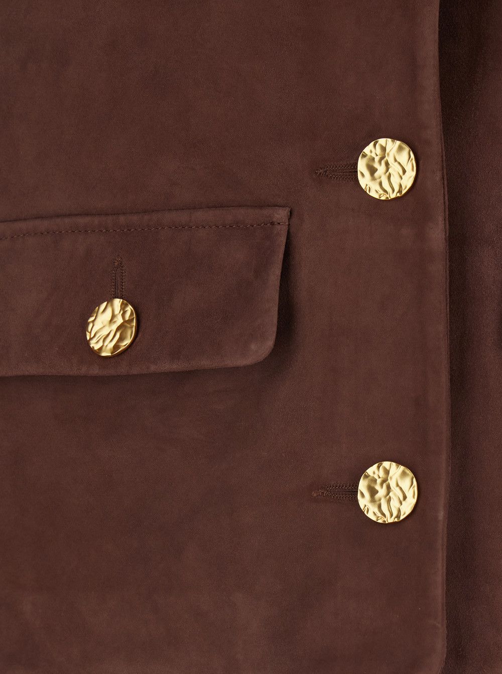 ARMA Lorenne Jacket with Round Neck and Applied Pockets on the Front in Brown Suede for Women Size M / US 6-8 / IT 42-44 - 3 Thumbnail