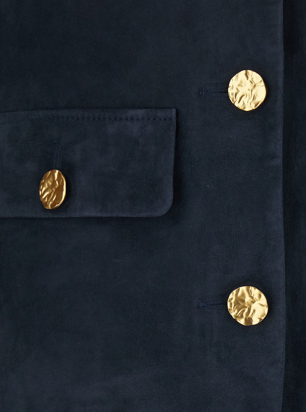ARMA 'Lorenne' Blue Jacket with Round Neck and Applied Pockets on the Front in Suede for Women Size M / US 6-8 / IT 42-44 - 3 Thumbnail