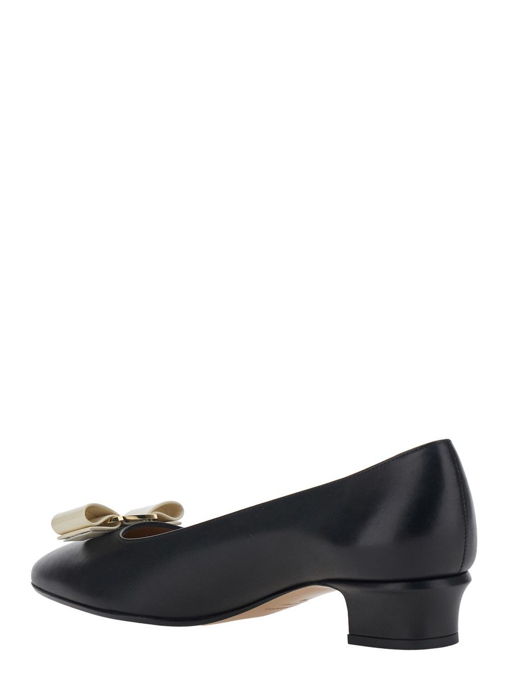 Salvatore Ferragamo 'Vara 2.0' Black Pumps with Block Heel and Logo Plate on the Front in Leather Woman Size US 6.5 / IT 36.5 - 3 Thumbnail