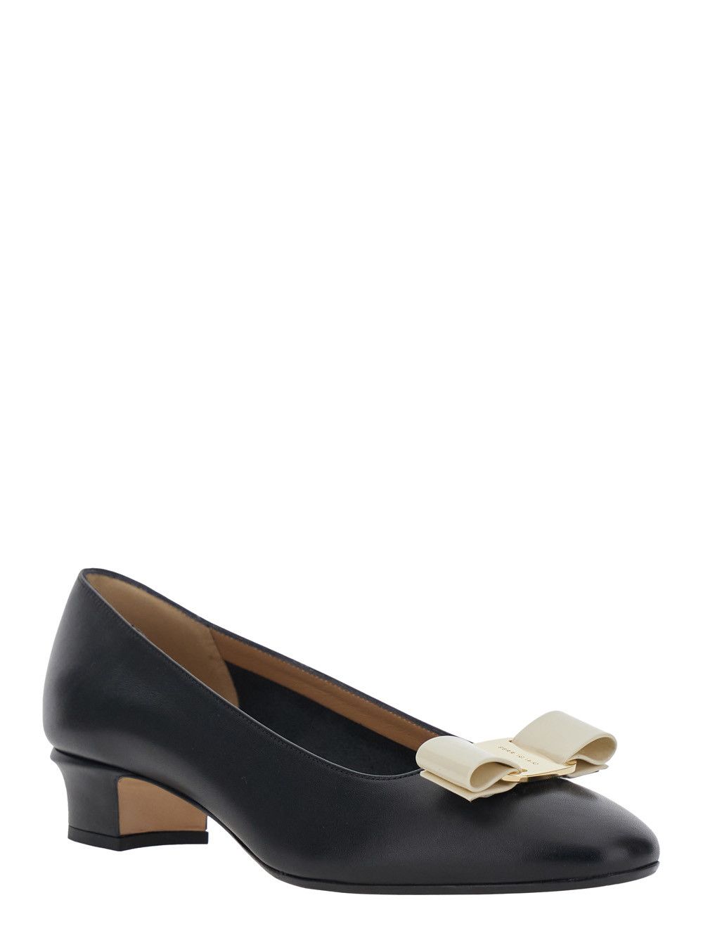 Salvatore Ferragamo 'Vara 2.0' Black Pumps with Block Heel and Logo Plate on the Front in Leather Woman Size US 8 / IT 38 - 2 Thumbnail