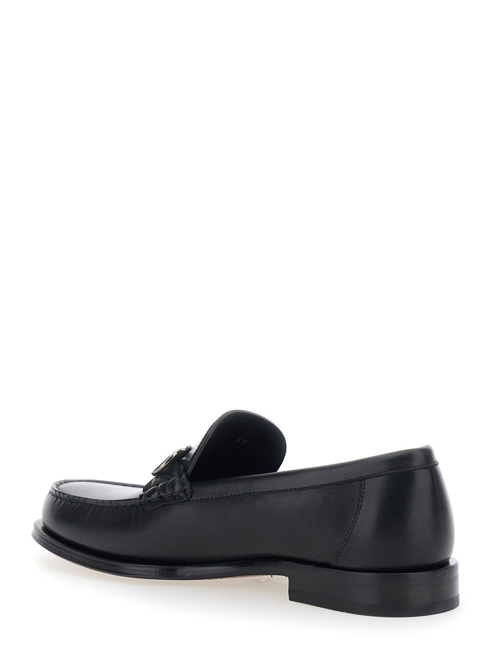 Salvatore Ferragamo Black Loafers with Gancini Metal Detail on the Front in Leather Man Size US 11 / EU 44 - 3 Thumbnail
