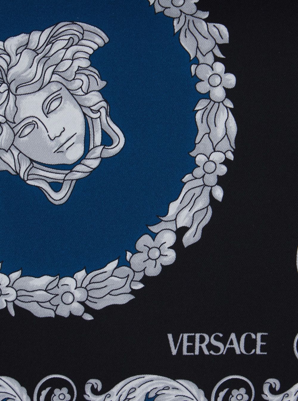 Versace Blue Scarf with All-Over Baroque motif In Silk for Men Size ONE SIZE - 3 Thumbnail