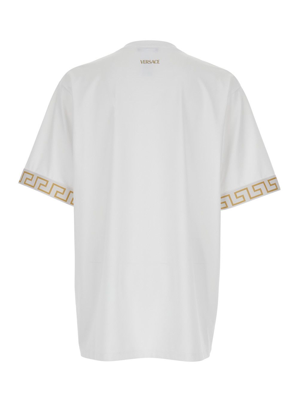 Versace White Crew Neck T-Shirt with Greca Motif on the Sleeves in Tech Fabric Men Size US XXL / EU 58 / 5 - 2 Thumbnail