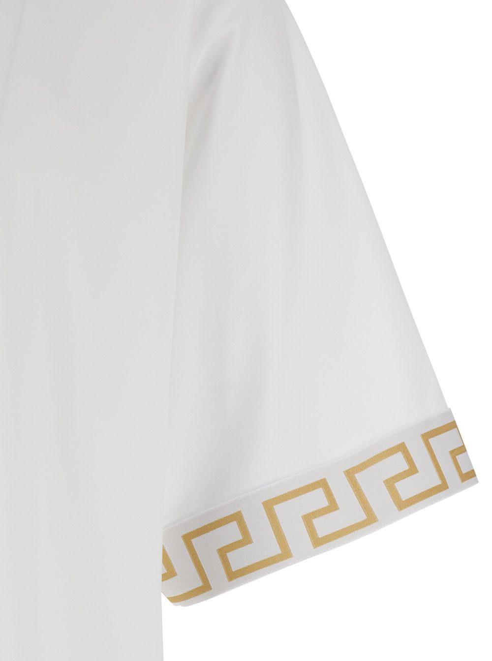 Versace White Crew Neck T-Shirt with Greca Motif on the Sleeves in Tech Fabric Men Size US XXL / EU 58 / 5 - 3 Thumbnail