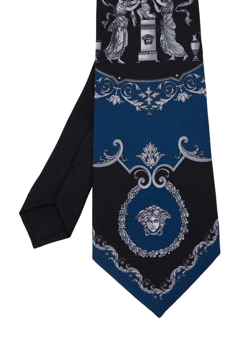 Versace Blue Tie with Back Knot Closure and All-Over Print in Silk for Men Size ONE SIZE - 2 Thumbnail