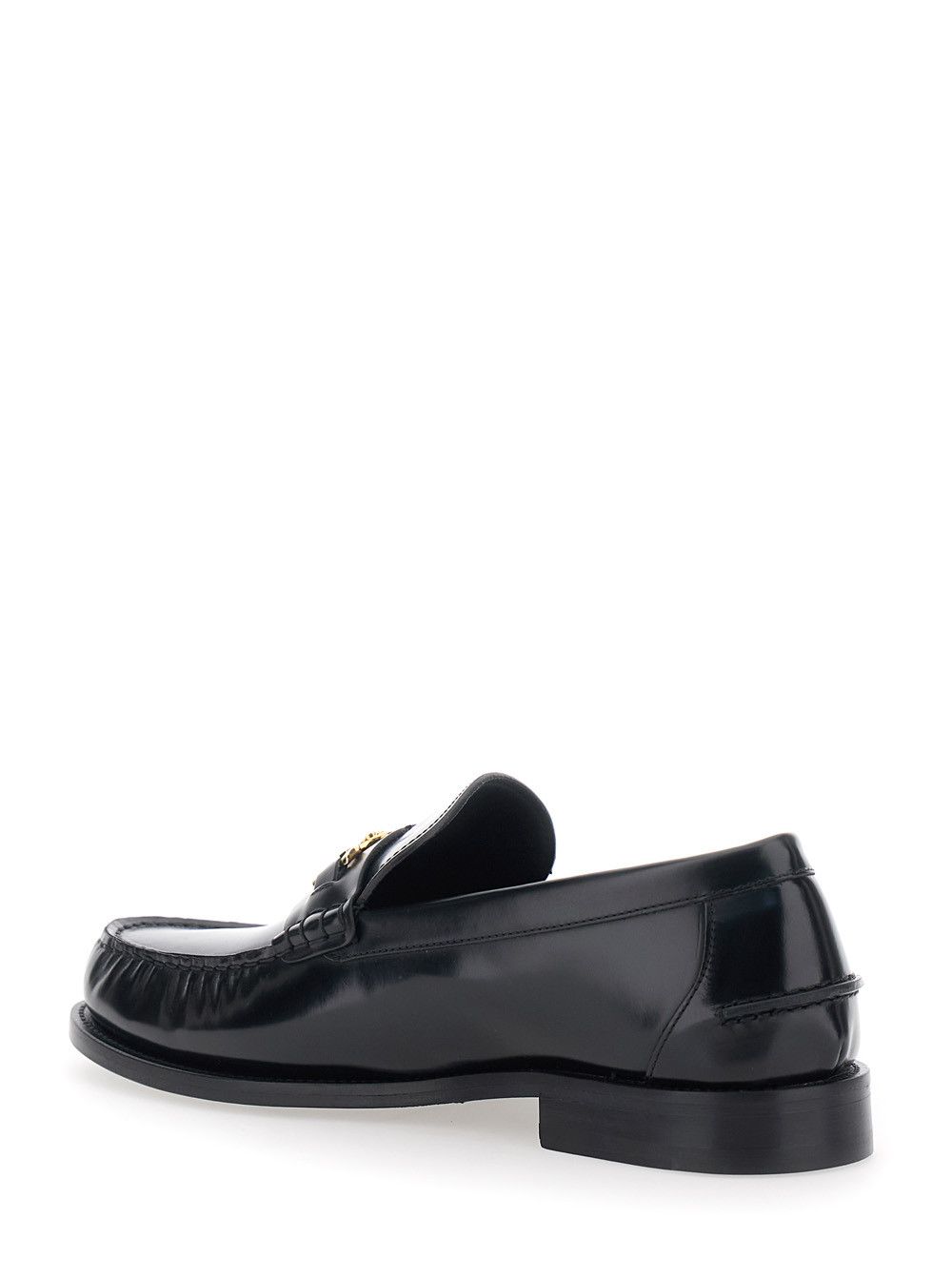 Versace Black Loafers with Metallic Medusa Head Detail in Leather for Men Size US 8 / EU 41 - 3 Thumbnail