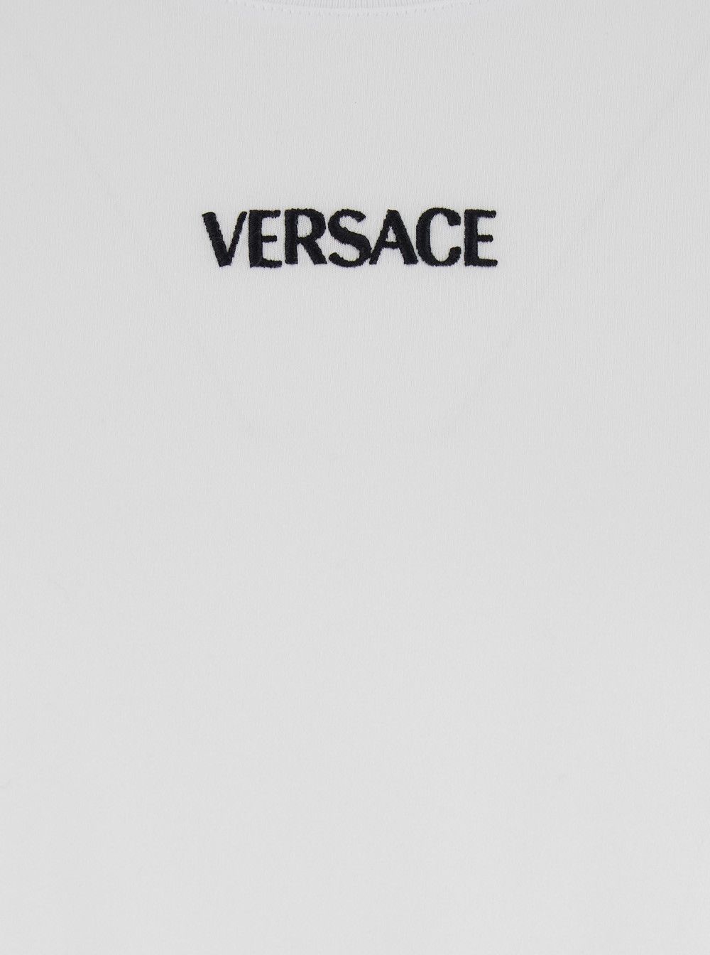 Versace White Crew Neck T-Shirt with Logo Lettering on the Front in Cotton for Men Size US L / EU 52-54 / 3 - 3 Thumbnail