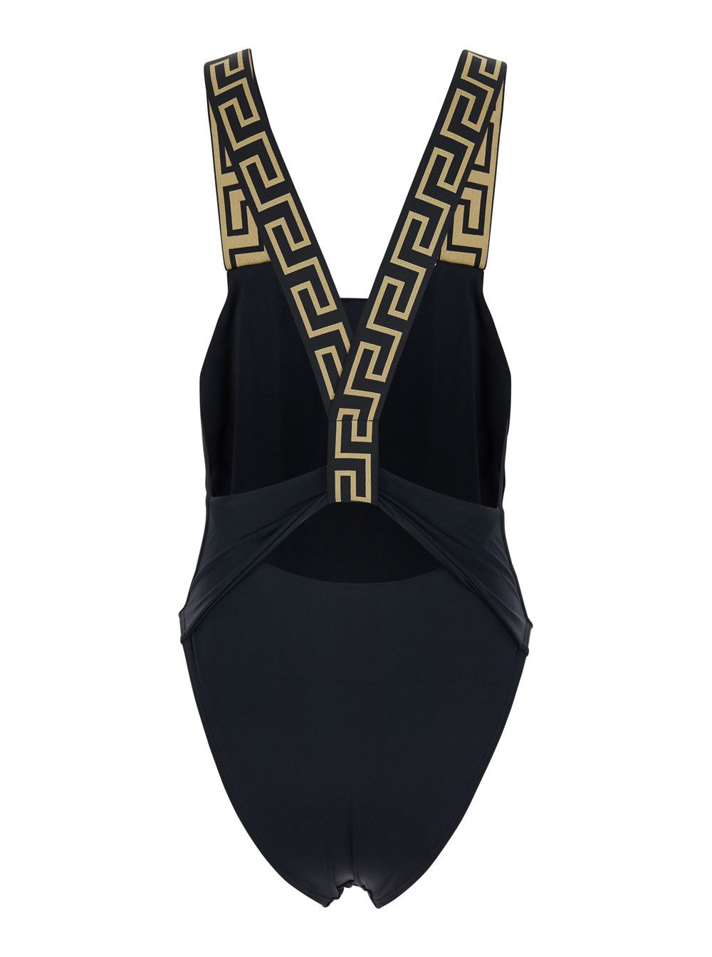 Versace One-Piece Swimsuit 'Greca' with Black Stretch Fabric Detail for Women Size L / US 10 / IT 46 - 2 Thumbnail