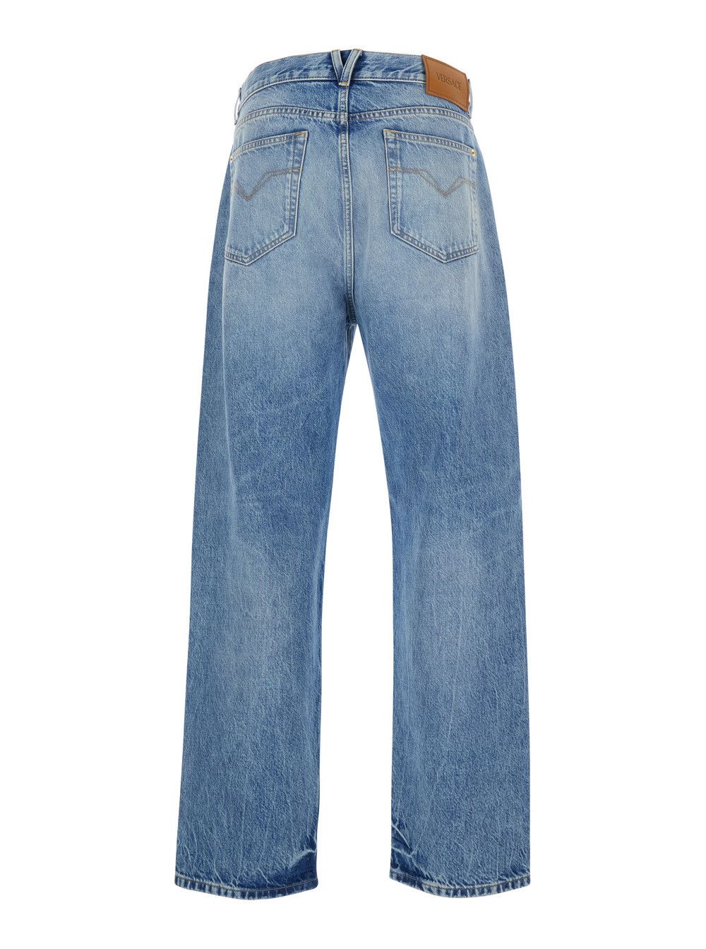 Versace Light Blue Jeans with Logo Patch on the Back and Faded Effect in Denim for Men Size US 32 / EU 48 - 2 Thumbnail