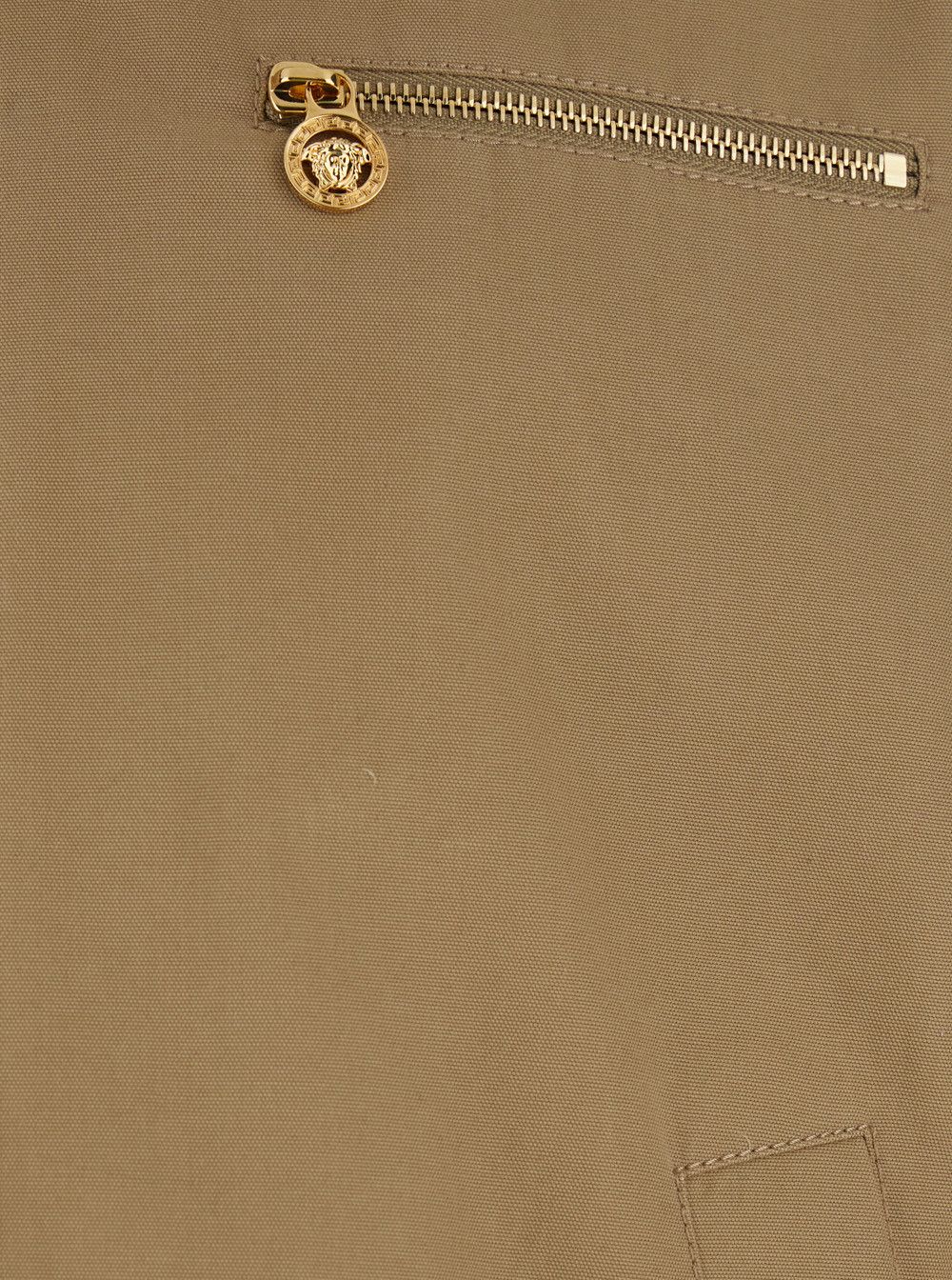 Versace Beige Jacket with Leather Collar and Medusa Head Metallic Detail in Cotton for Men Size US M / EU 48-50 / 2 - 3 Thumbnail