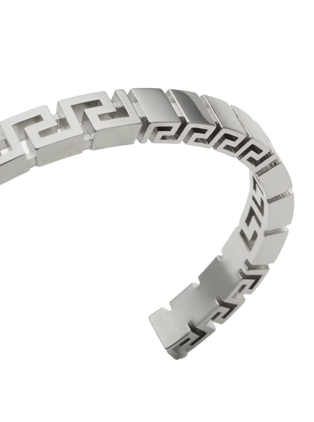 Versace Silver Bracelet with Greca Motif and Logo Lettering Impressed in Brass for Men Size ONE SIZE - 2 Thumbnail