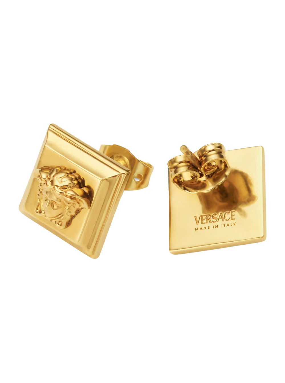 Versace Square Design Earrings with Medusa Head Details in Gold-Colored Brass for Women Size ONE SIZE - 2 Thumbnail