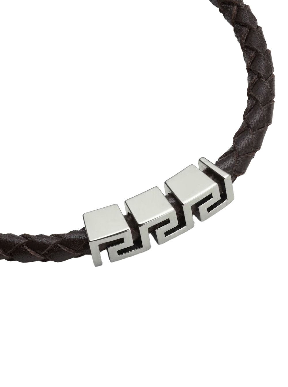 Versace Black Bracelet with Metal Plate and Pendant Detail in Leather for Men Size ONE SIZE - 2 Thumbnail
