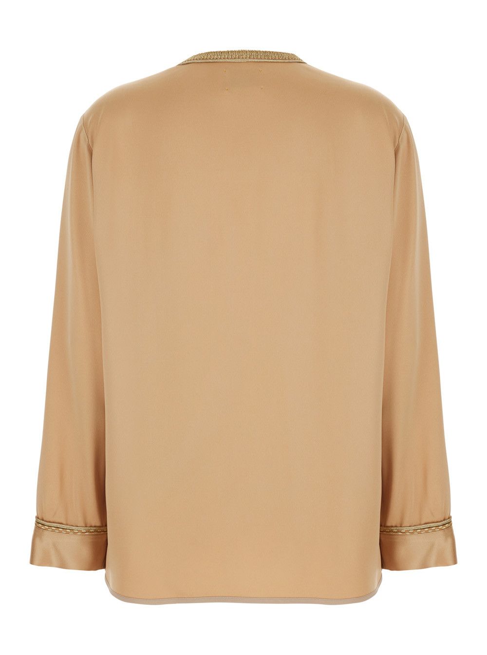 forte_forte Beige Women's Jacket with Contrast Finishes and Hook Closure in Viscose Blend Size S / US 4 / IT 40 - 2 Thumbnail