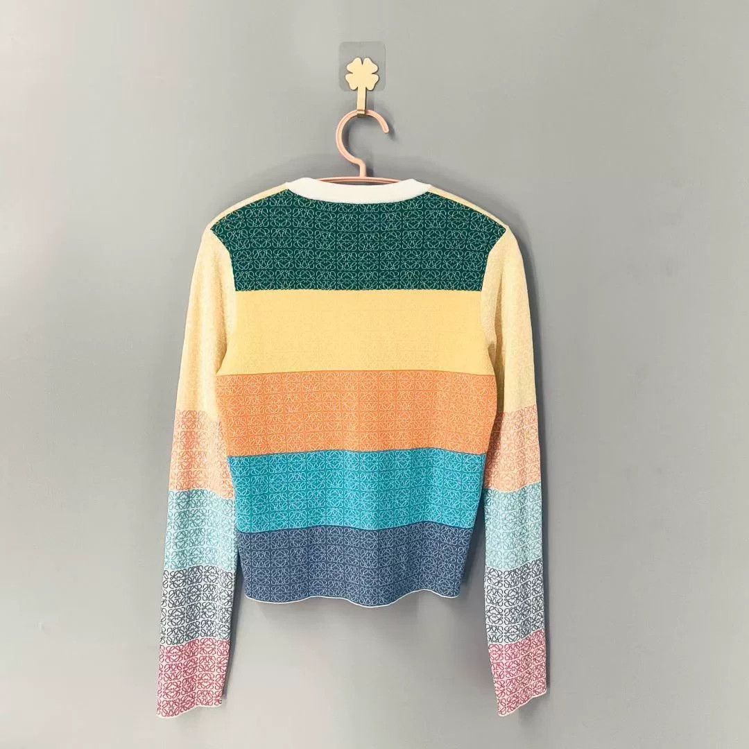 Loewe LOEWE Logo Wool Colorblock Long Sleeve Sweater Size US M / EU 48-50 / 2 - 2 Thumbnail