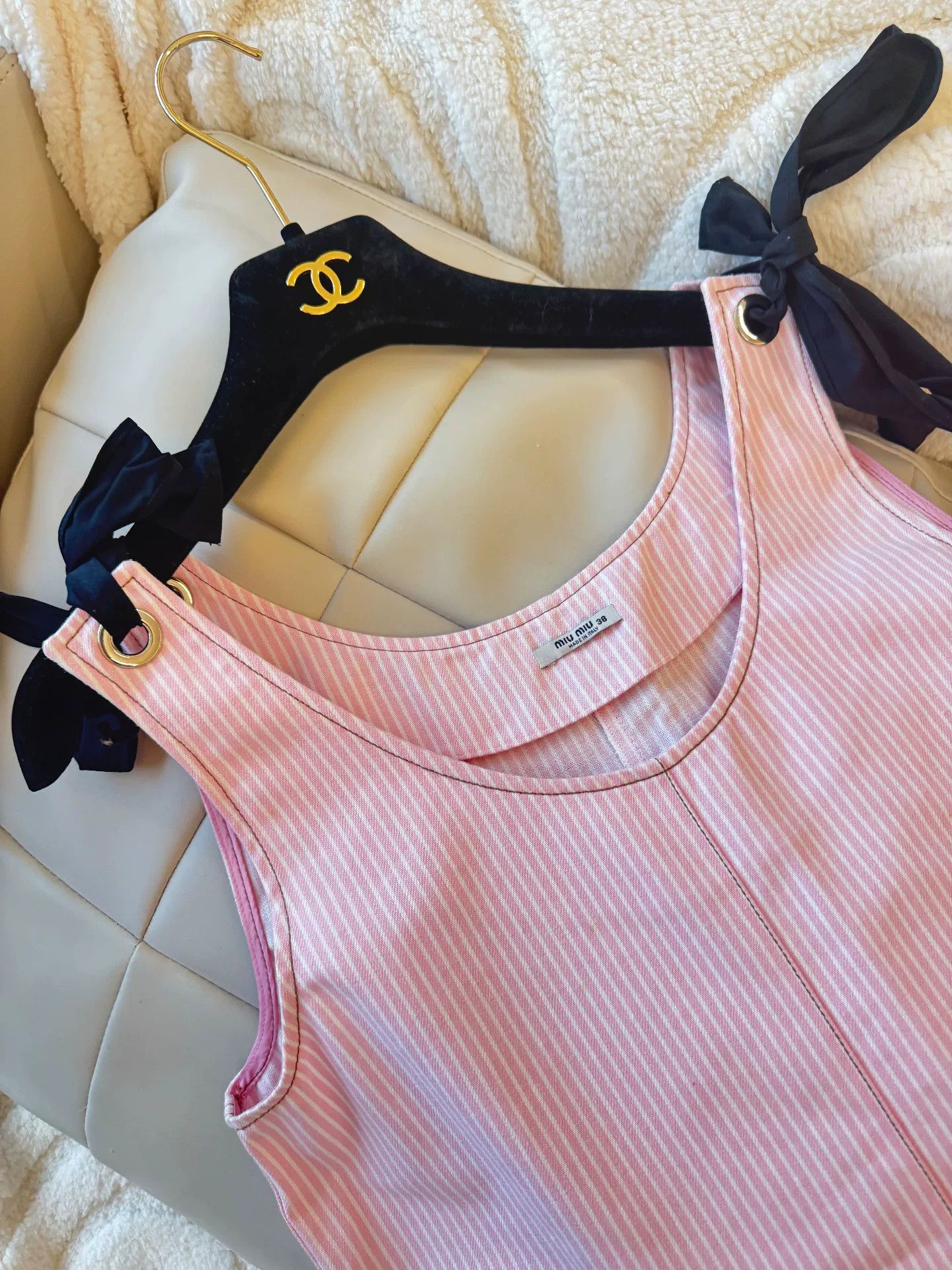 Miu Miu miu miu pink striped dress with bows Size US 38 / EU 54 - 2 Thumbnail