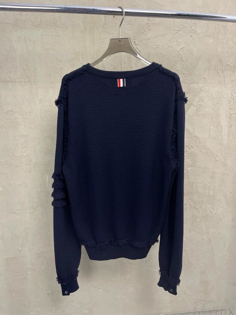 Thom Browne Thom Browne Navy Fringe Wool Sweater Size US XS / EU 42 / 0 - 5 Thumbnail