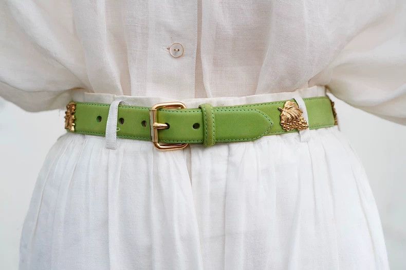 Kenzo 1980s Kenzo Green Leather Grape Belt Size ONE SIZE - 3 Thumbnail