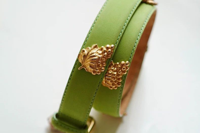 Kenzo 1980s Kenzo Green Leather Grape Belt Size ONE SIZE - 2 Thumbnail