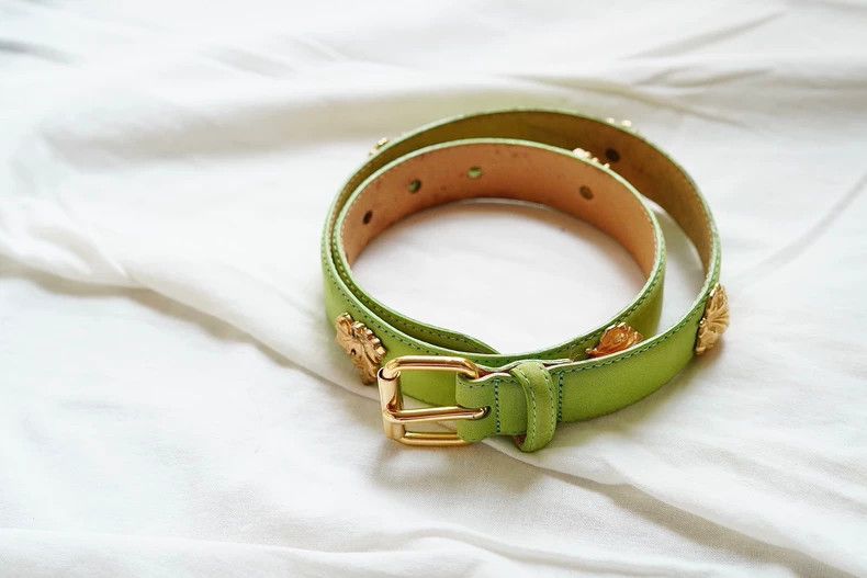 Kenzo 1980s Kenzo Green Leather Grape Belt Size ONE SIZE - 5 Thumbnail