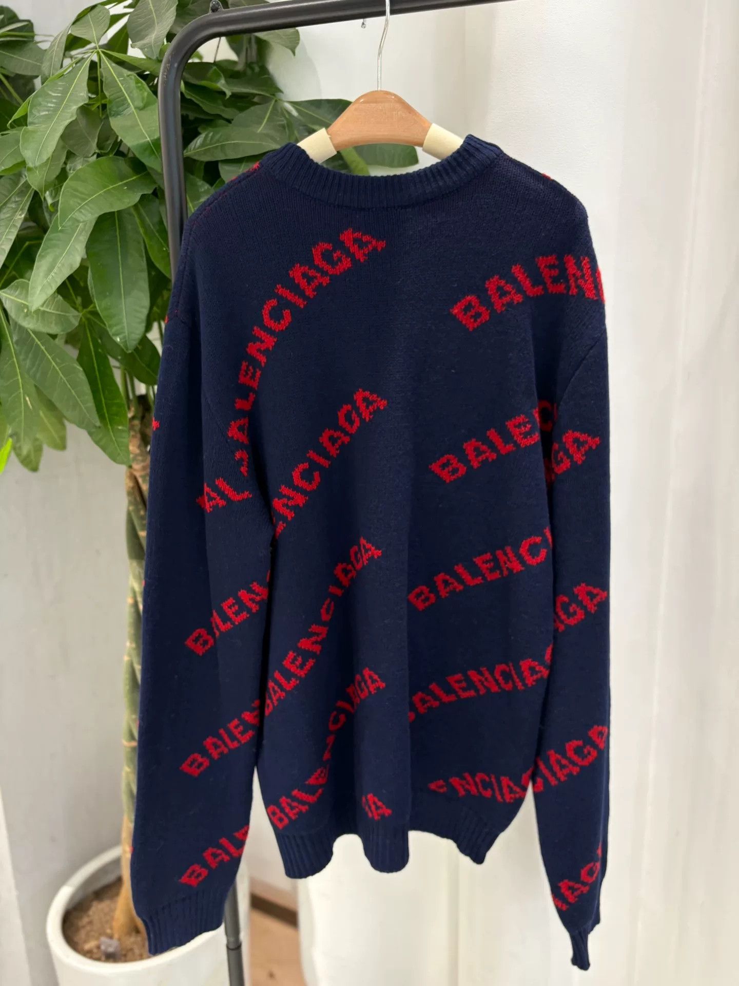 Balenciaga Balenciaga Navy Blue Full Bullet Screen Wool Sweater Size US M / EU 48-50 / 2 - 4 Thumbnail