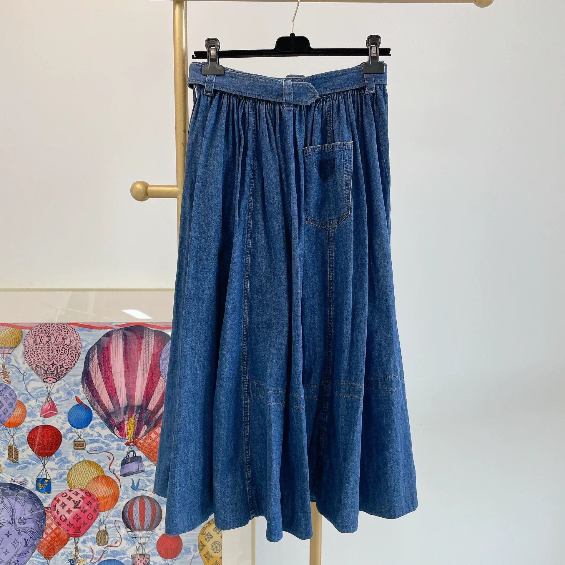 Prada PRADA Blue Denim Midi Skirt Size US 36 / EU 52 - 2 Thumbnail