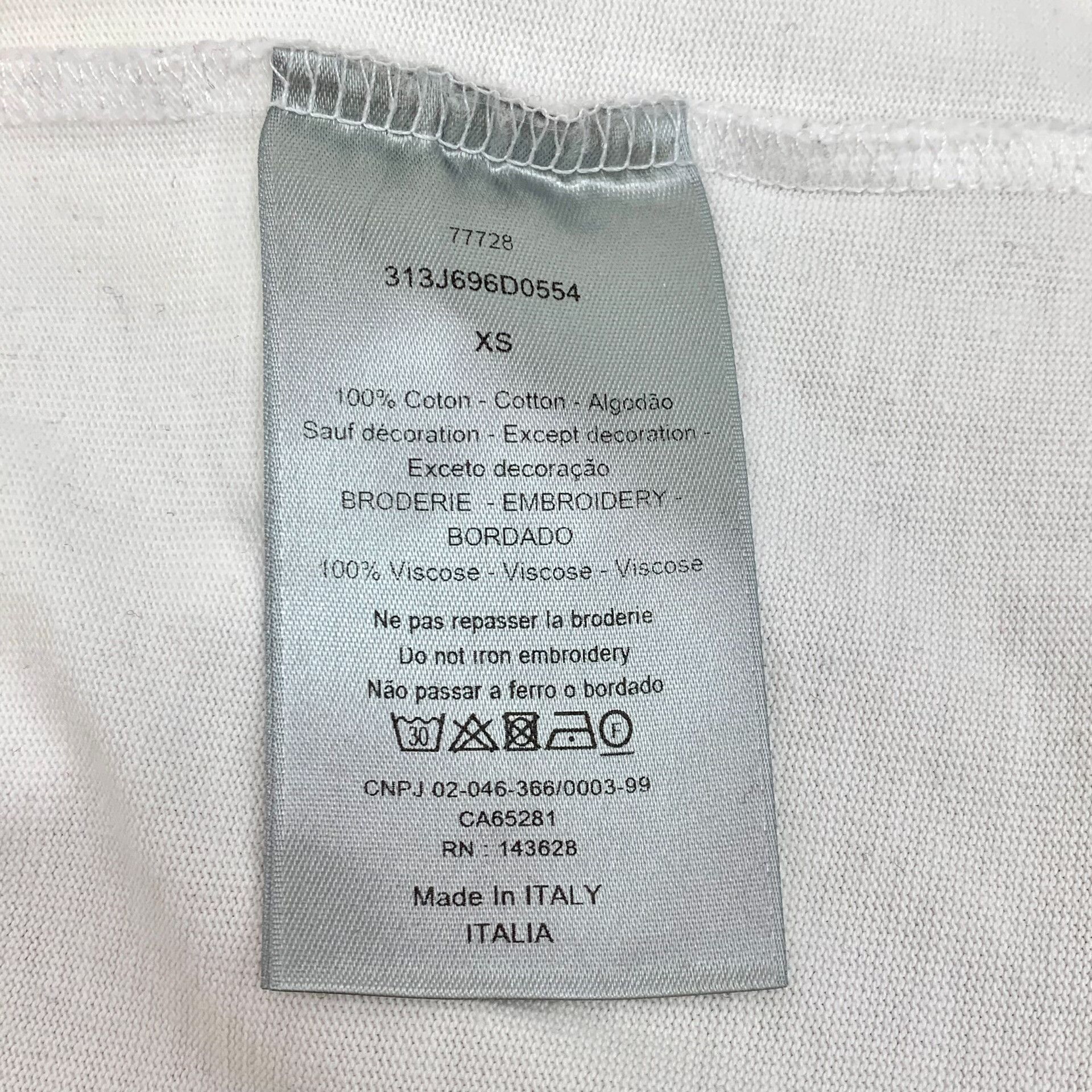 Dior white cd embroidered cotton t-shirt Size US XS / EU 42 / 0 - 6 Thumbnail