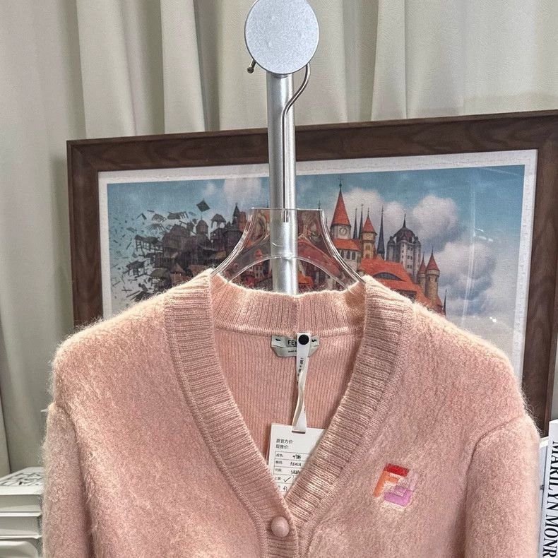Fendi Embroidered Mohair Cardigan