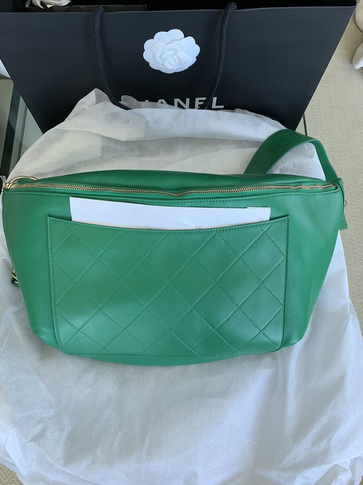 CHANEL x Pharrell Williams Suede Lambskin XXL Flap Bag Green