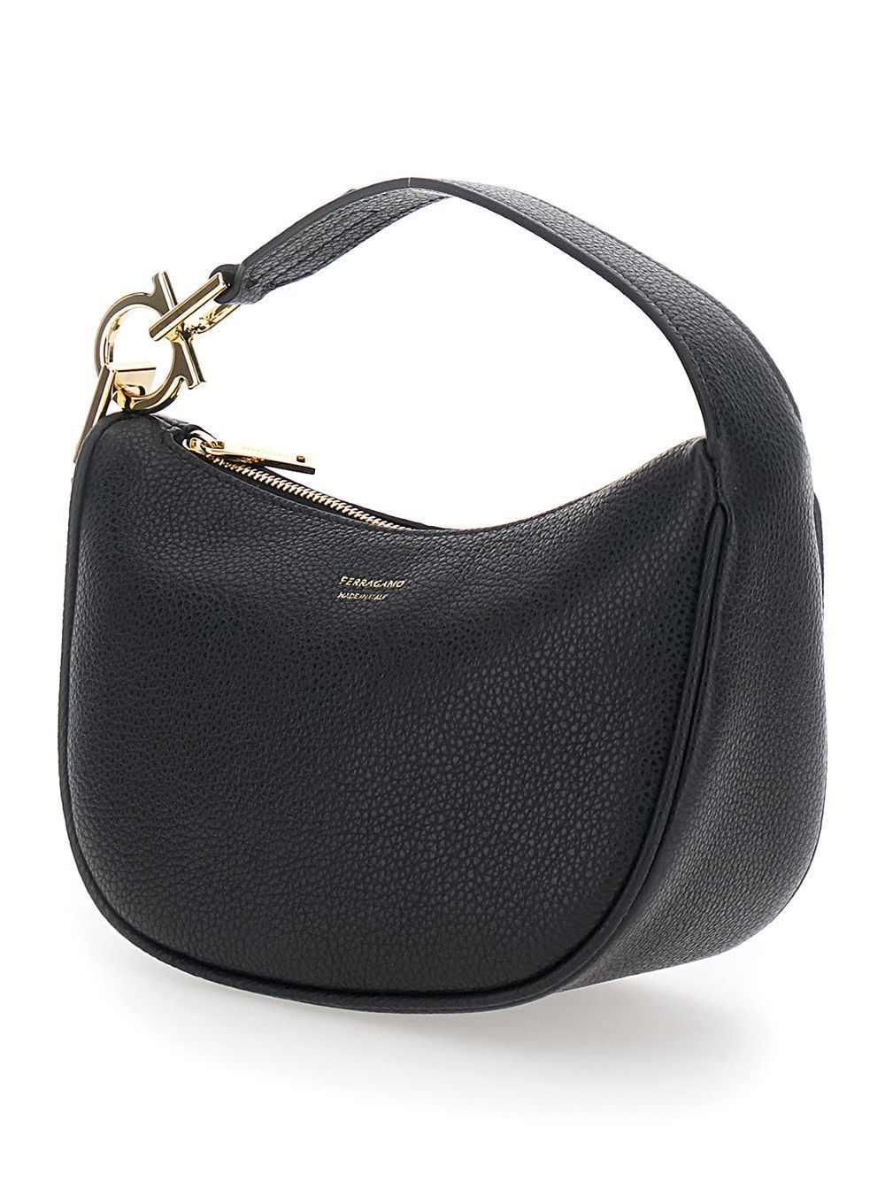 Salvatore Ferragamo Black Tote bag with Top Handle with Gancini in Hammered Leather Woman Size ONE SIZE - 2 Thumbnail