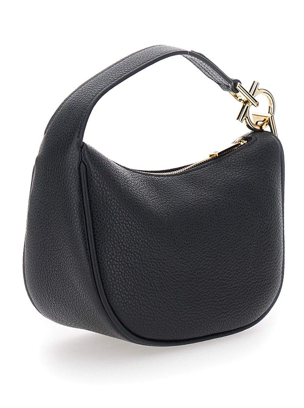 Salvatore Ferragamo Black Tote bag with Top Handle with Gancini in Hammered Leather Woman Size ONE SIZE - 3 Thumbnail