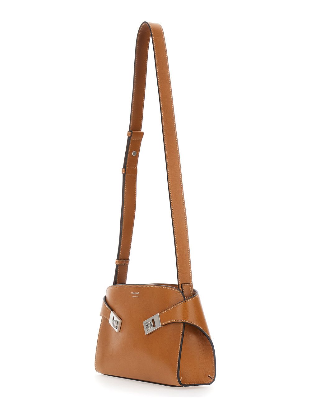 Salvatore Ferragamo 'Messenger Hug' Brown Crossbody bag with Lettering Logo and Gancini Buckles in Leather Man Size ONE SIZE - 2 Thumbnail