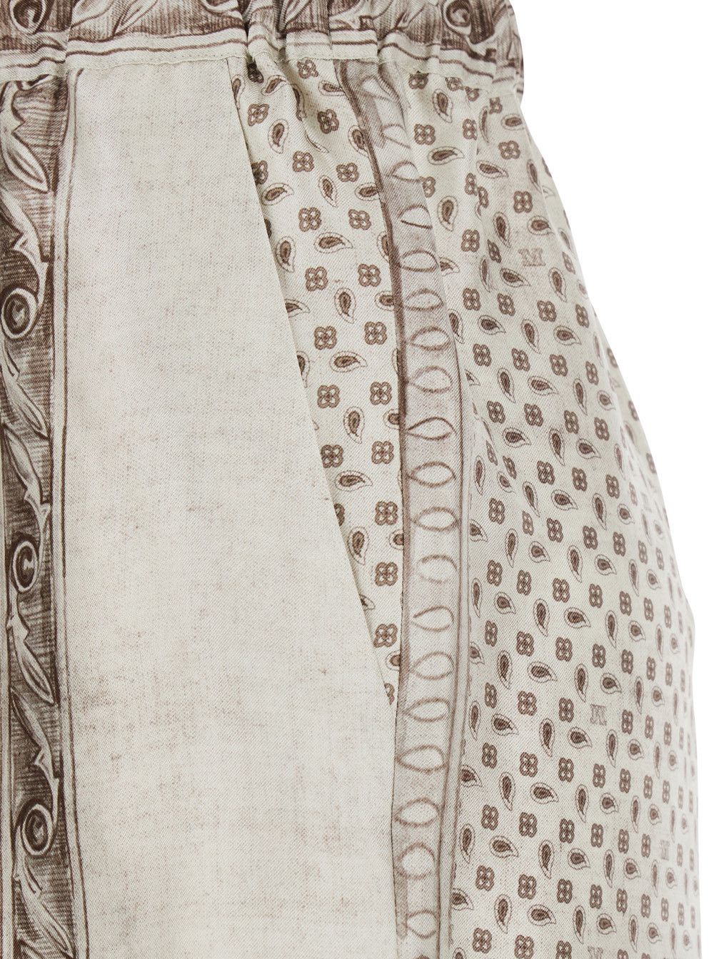 Max Mara Beige 'Rive' Pants with All-Over Geometric Print in Silk for Women Size 28" / US 6 / IT 42 - 3 Thumbnail