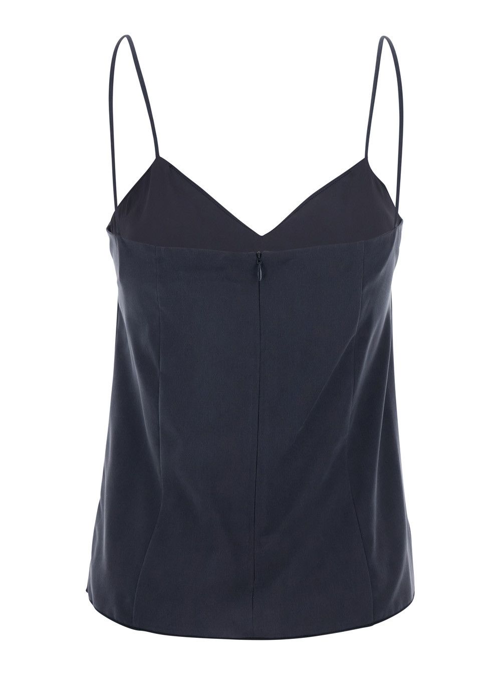 Max Mara 'Umbia' Blue Silk Top with Thin Straps and V-Neck on the Front Woman Size M / US 6-8 / IT 42-44 - 2 Thumbnail
