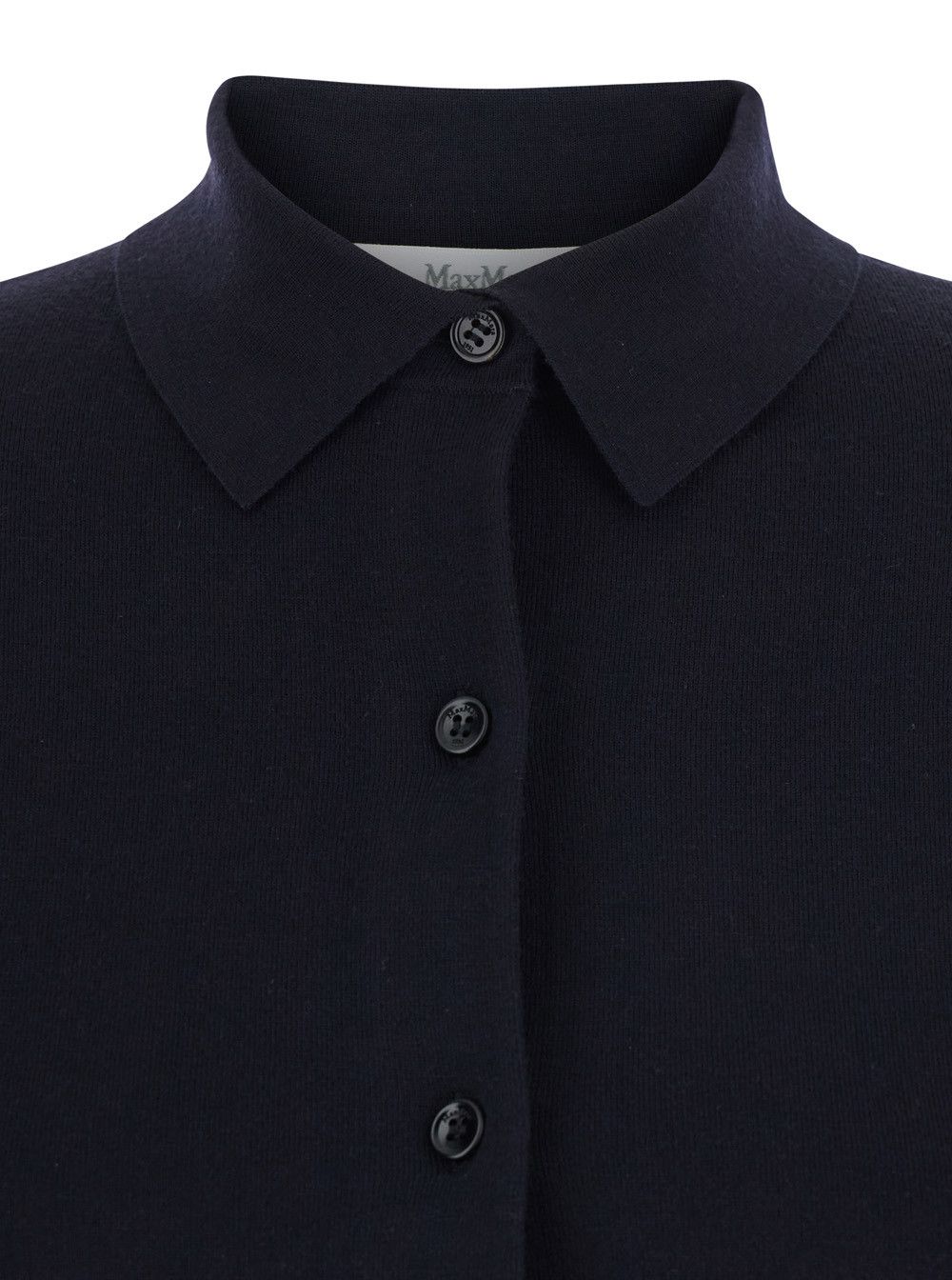 Max Mara 'Medeola' Blue Sweater with Polo Collar and Button Closure in Wool Blend Woman Size S / US 4 / IT 40 - 3 Thumbnail