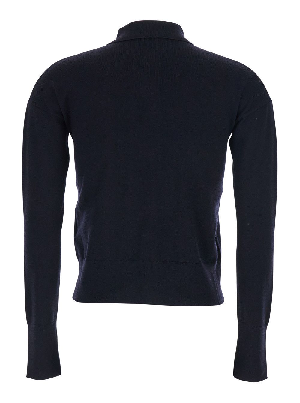 Max Mara 'Medeola' Blue Sweater with Polo Collar and Button Closure in Wool Blend Woman Size S / US 4 / IT 40 - 2 Thumbnail