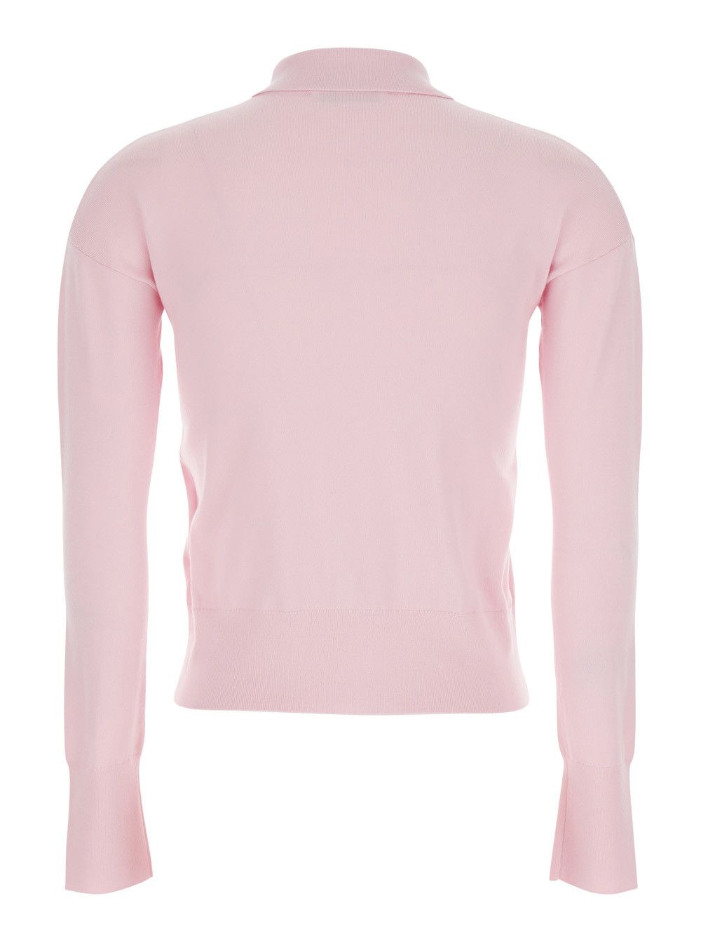 Max Mara 'Medeola' Pink Sweater with Polo Collar and Button Closure in Wool Blend Woman Size S / US 4 / IT 40 - 2 Thumbnail