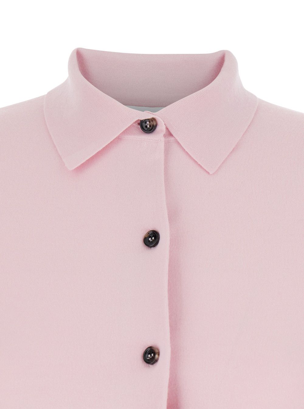 Max Mara 'Medeola' Pink Sweater with Polo Collar and Button Closure in Wool Blend Woman Size S / US 4 / IT 40 - 3 Thumbnail