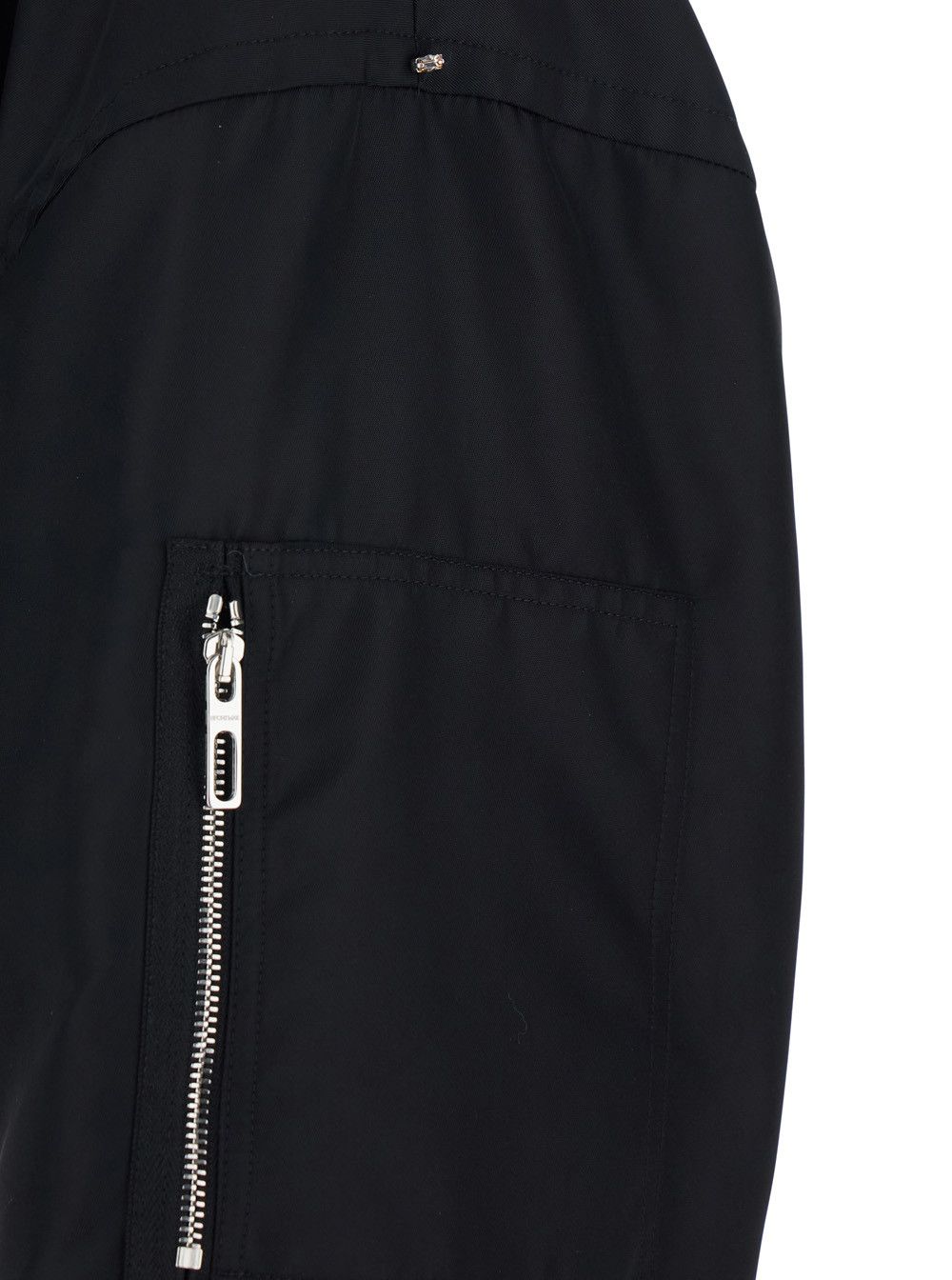 Sportmax Crop Jacket "Crop Jacket" with Bomber Collar and Pocket on Sleeve in Black Tech Fabric for Women Size M / US 6-8 / IT 42-44 - 3 Thumbnail