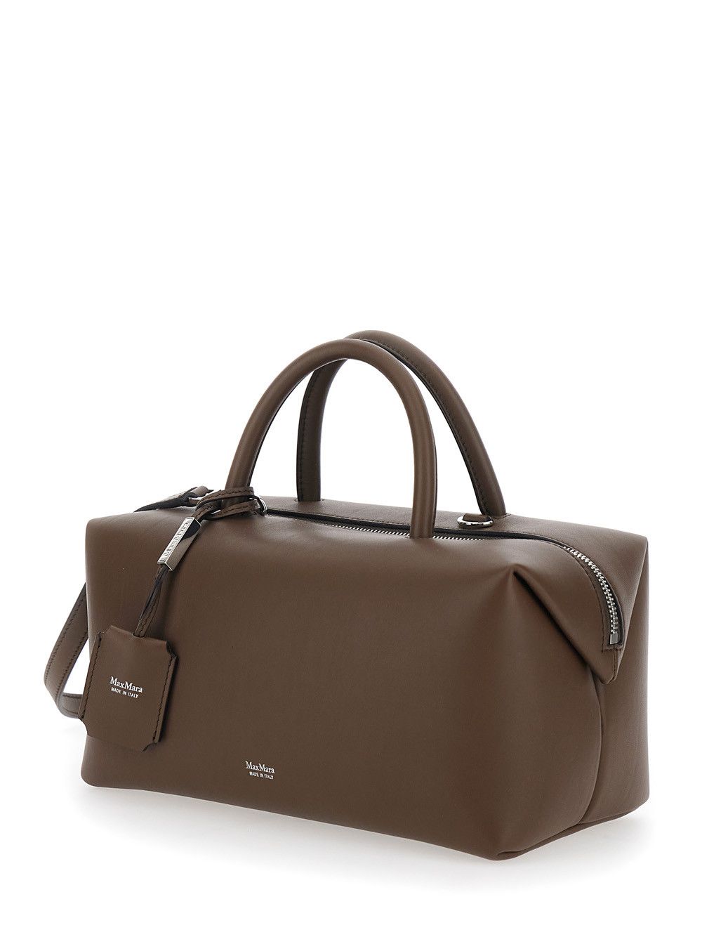 Max Mara 'Holdall Media' Brown Handbag with Adjustable and Removable Shoulder Strap and Logo Lettering on the Front in Leather Woman Size ONE SIZE - 2 Thumbnail