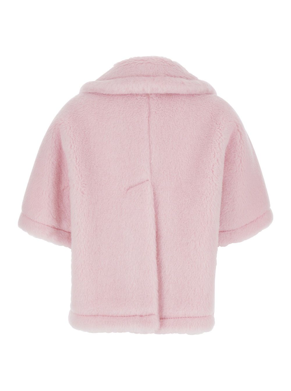 Max Mara 'Corvino' Pink Cape with Notched Revers and Short Sleeves in Fur Woman Size L / US 10 / IT 46 - 2 Thumbnail