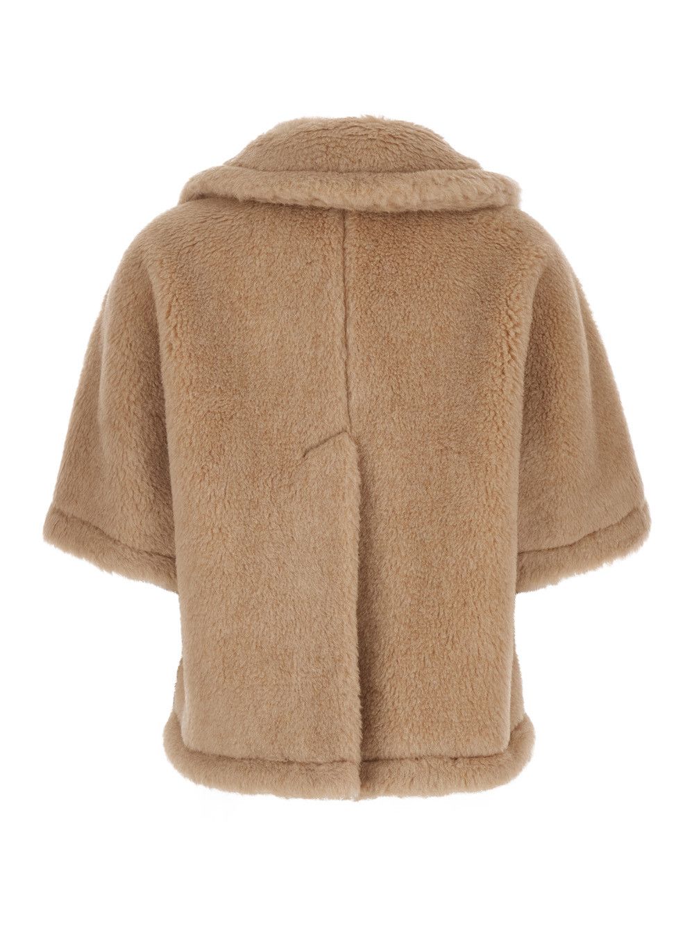 Max Mara Beige Cloak 'Corvino' with Notched Revers and Short Sleeves in Faux Fur for Women Size M / US 6-8 / IT 42-44 - 2 Thumbnail