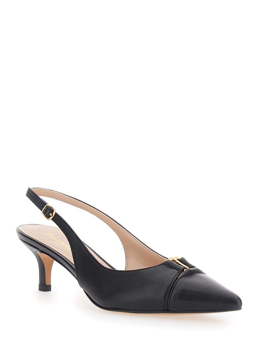 TWINSET Black 'Nera' Pointed Toe Leather Pumps Size US 7 / IT 37 - 2 Thumbnail