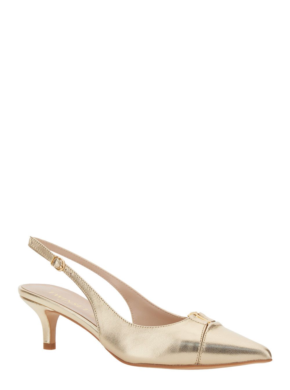 TWINSET Pumps 'Pointed Design' in Gold Fabric for Women Size US 7 / IT 37 - 2 Thumbnail