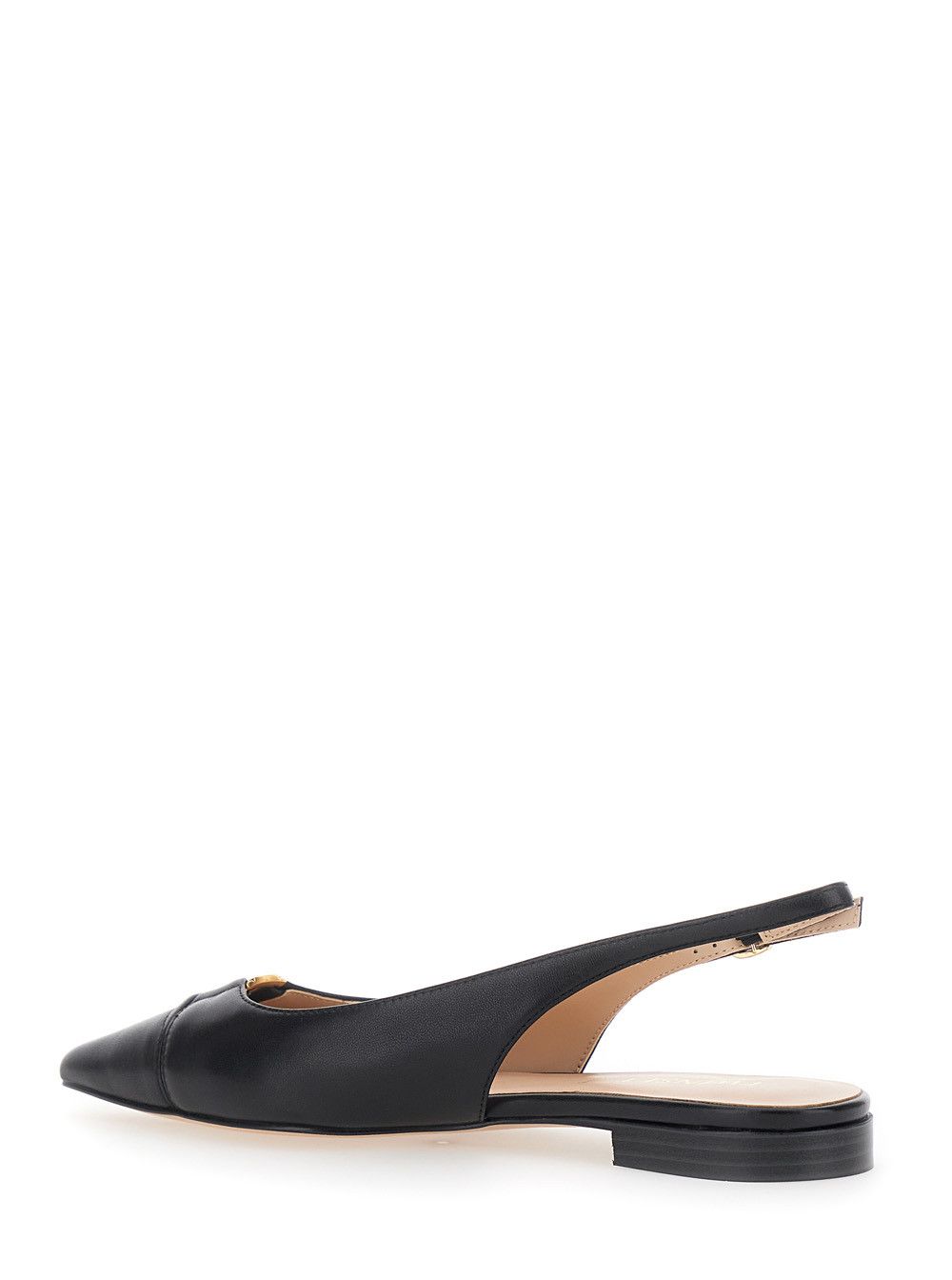 TWINSET Ballet shoes with Pointed Design and Adjustable Strap in Black Leather for Women Size US 7 / IT 37 - 3 Thumbnail