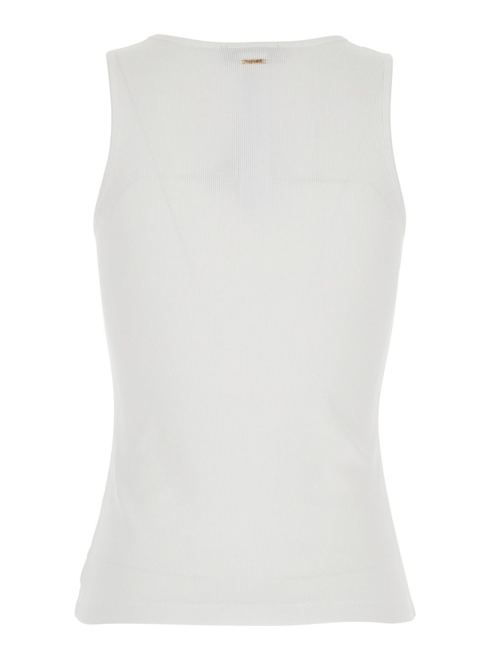 TWINSET Sleeveless Top with Tone-on-Tone Floral Embroidery in White Cotton for Women Size S / US 4 / IT 40 - 2 Thumbnail