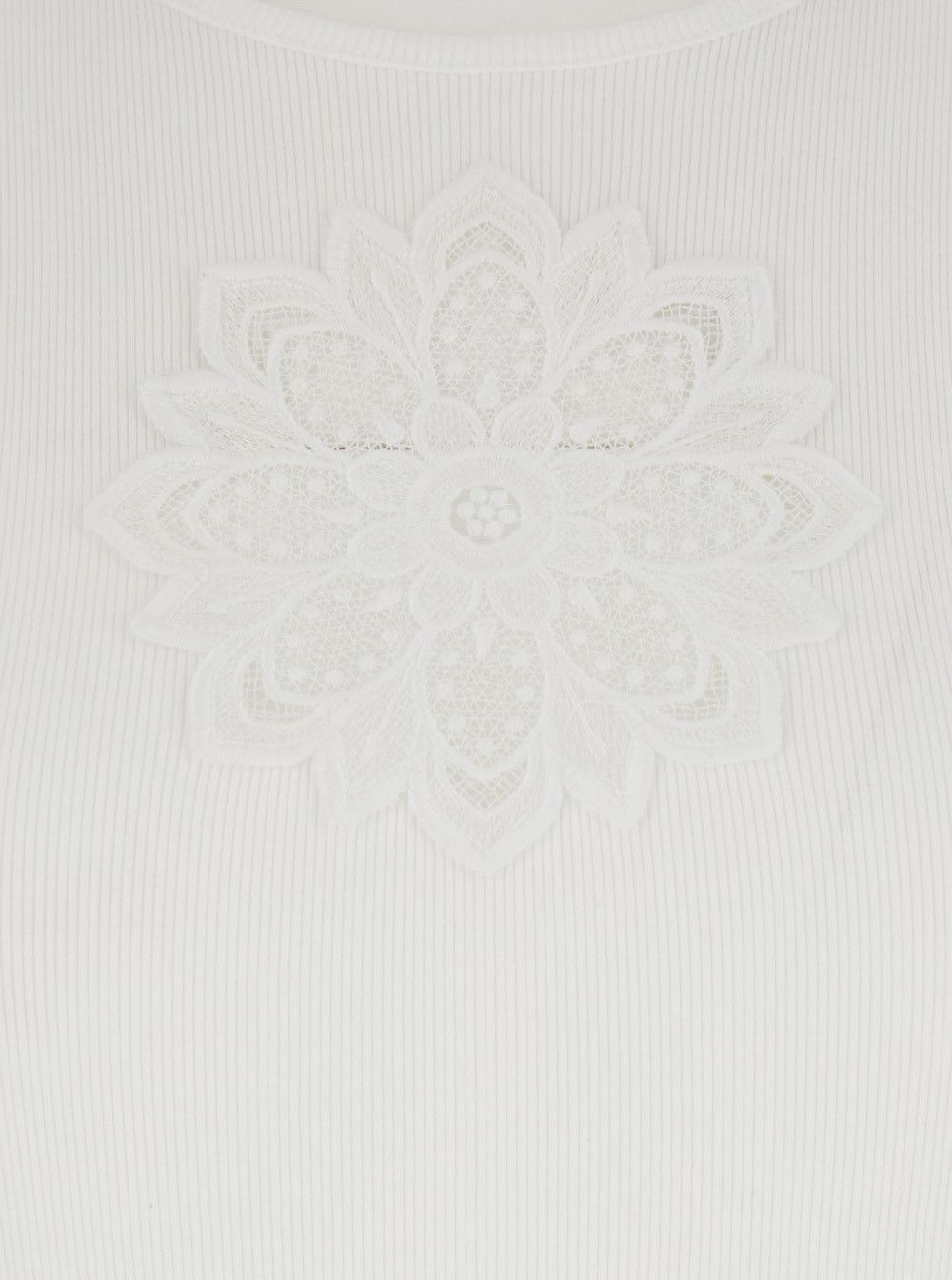 TWINSET Sleeveless Top with Tone-on-Tone Floral Embroidery in White Cotton for Women Size S / US 4 / IT 40 - 3 Thumbnail
