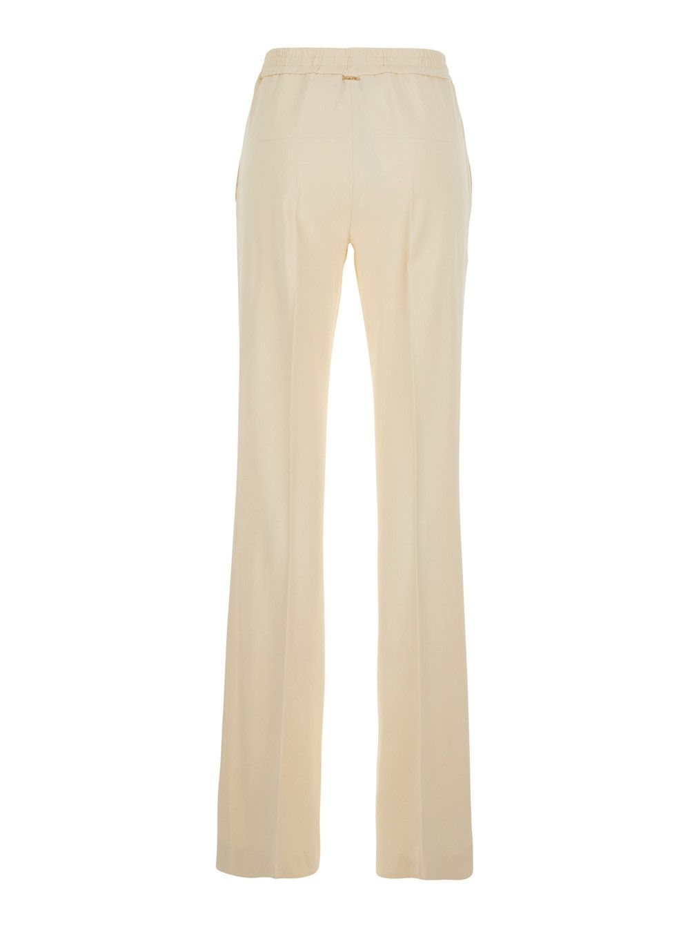 TWINSET Beige Pants with Elastic Waist and Logo Plate on the Back Size 30" / US 8 / IT 44 - 2 Thumbnail