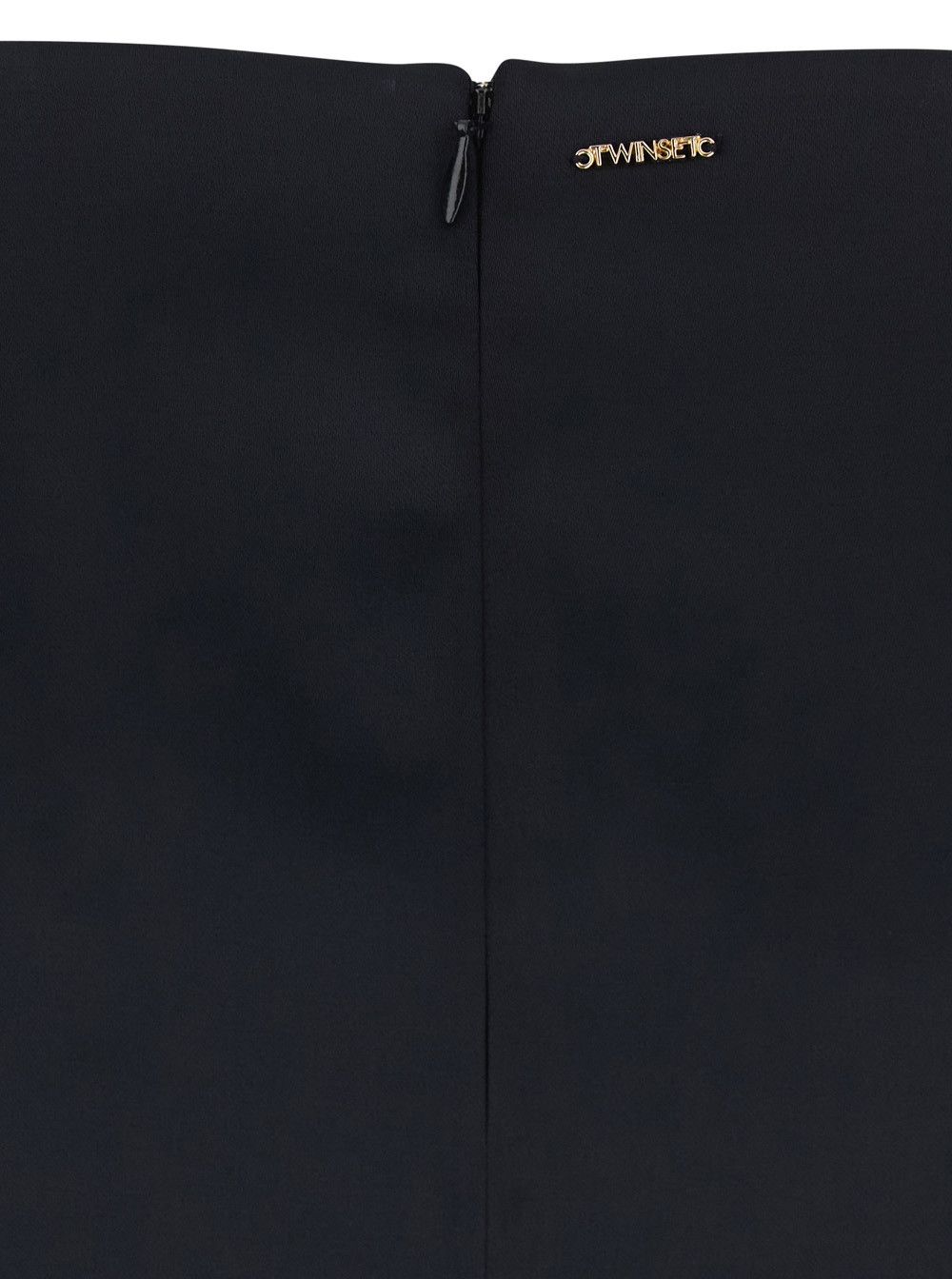TWINSET Skirt with Zip Closure on the Back and Logo Plate on the Back in Black Fabric for Women Size 30" / US 8 / IT 44 - 3 Thumbnail