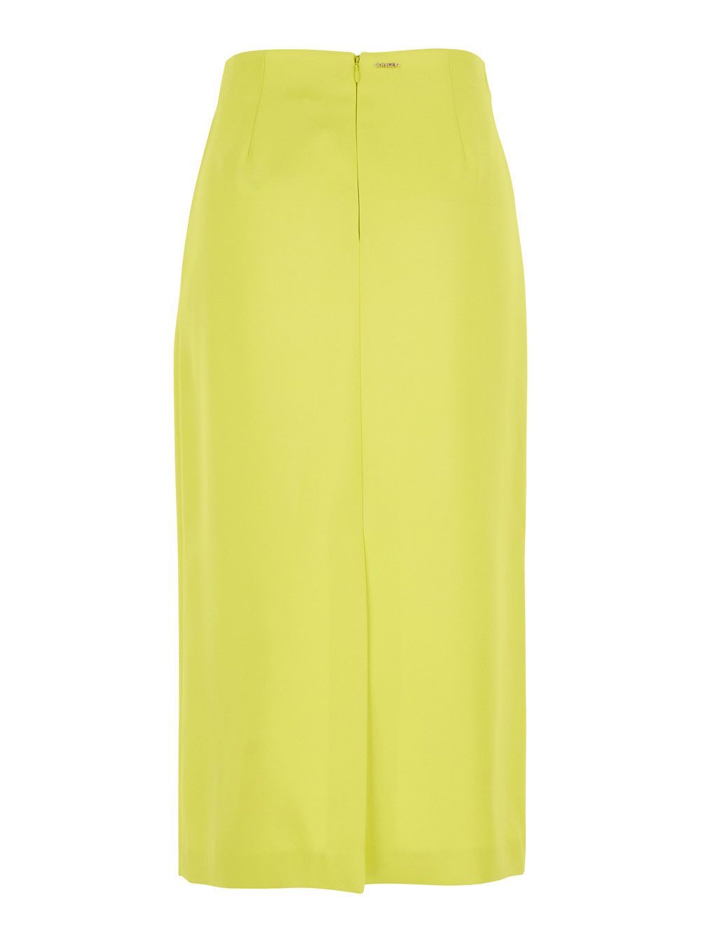 TWINSET Yellow Skirt with Zip Closure at the Back and Logo Plate on the Back in Women's Fabric Size 28" / US 6 / IT 42 - 2 Thumbnail